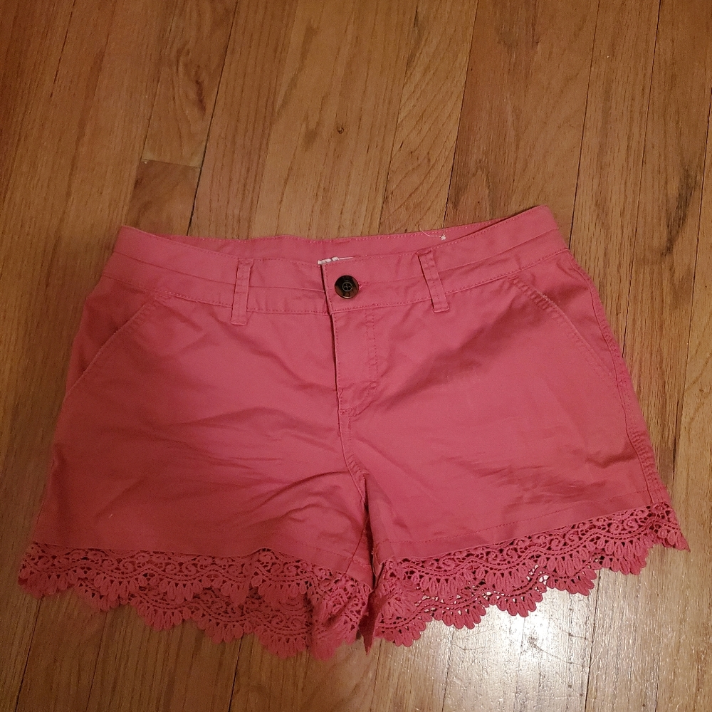 Maurices Pink Lace Shorts 7/8